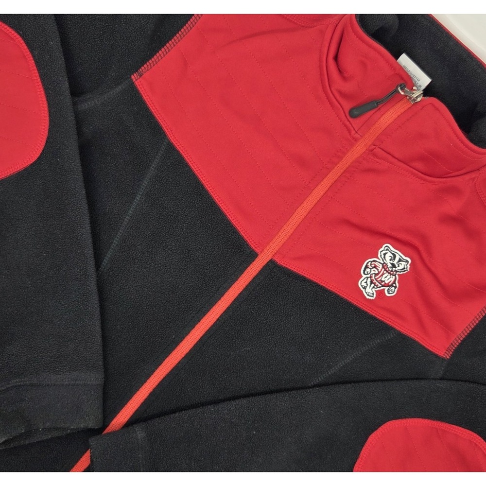 Wisconsin Badgers Full Zip Jacket Womens Size Medium Red Black Fleece Colosseum